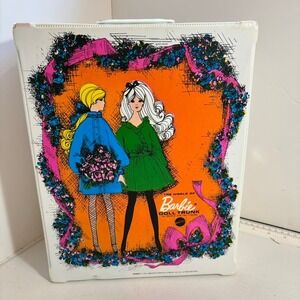Vintage 1968 Mattel The World of Barbie Doll Trunk White Vinyl Carrying Case